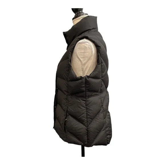 J Crew Puffer Vest Womens L Black Down Filled High Neck Classic Outdoor Preppy - Picture 2 of 8